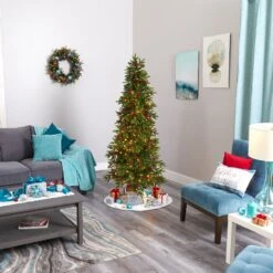 6' Victoria Fir Artificial Christmas Tree With 250 Multi-Color (Multifunction) LED Lights, Berries And 415 Bendable Branches -Artificial Trees Store artificial 6 victoria fir artificial christmas tree with 250 multi color multifunction led lights berries and 415 bendable branches nearly natural 328945