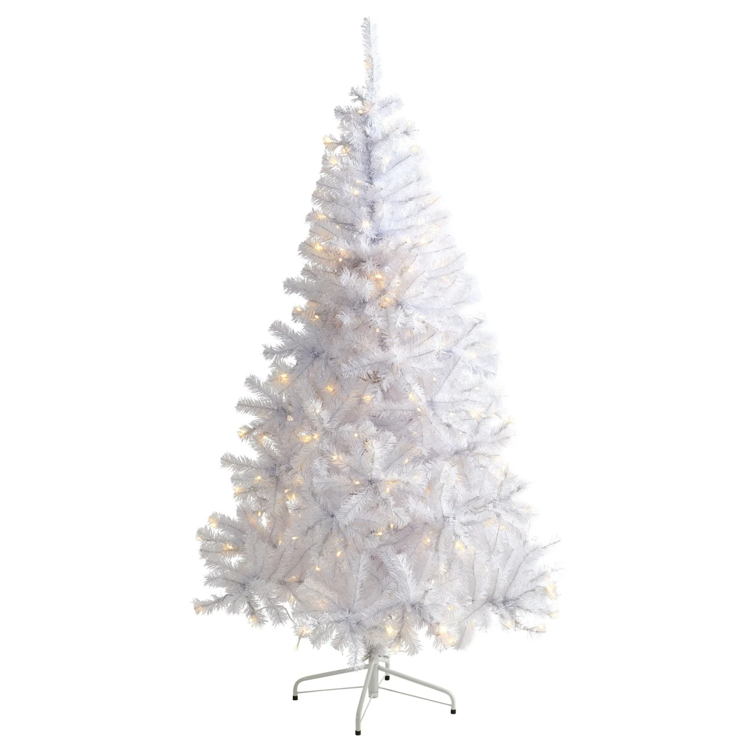 6’ White Artificial Christmas Tree With 680 Bendable Branches And 250 Clear LED Lights 1 6’ White Artificial Christmas Tree With 680 Bendable Branches And 250 Clear LED Lights