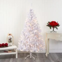 6’ White Artificial Christmas Tree With 680 Bendable Branches And 250 Clear LED Lights 15 6’ White Artificial Christmas Tree With 680 Bendable Branches And 250 Clear LED Lights -Artificial Trees Store artificial 6 white artificial christmas tree with 680 bendable branches and 250 clear led lights nearly natural 676955