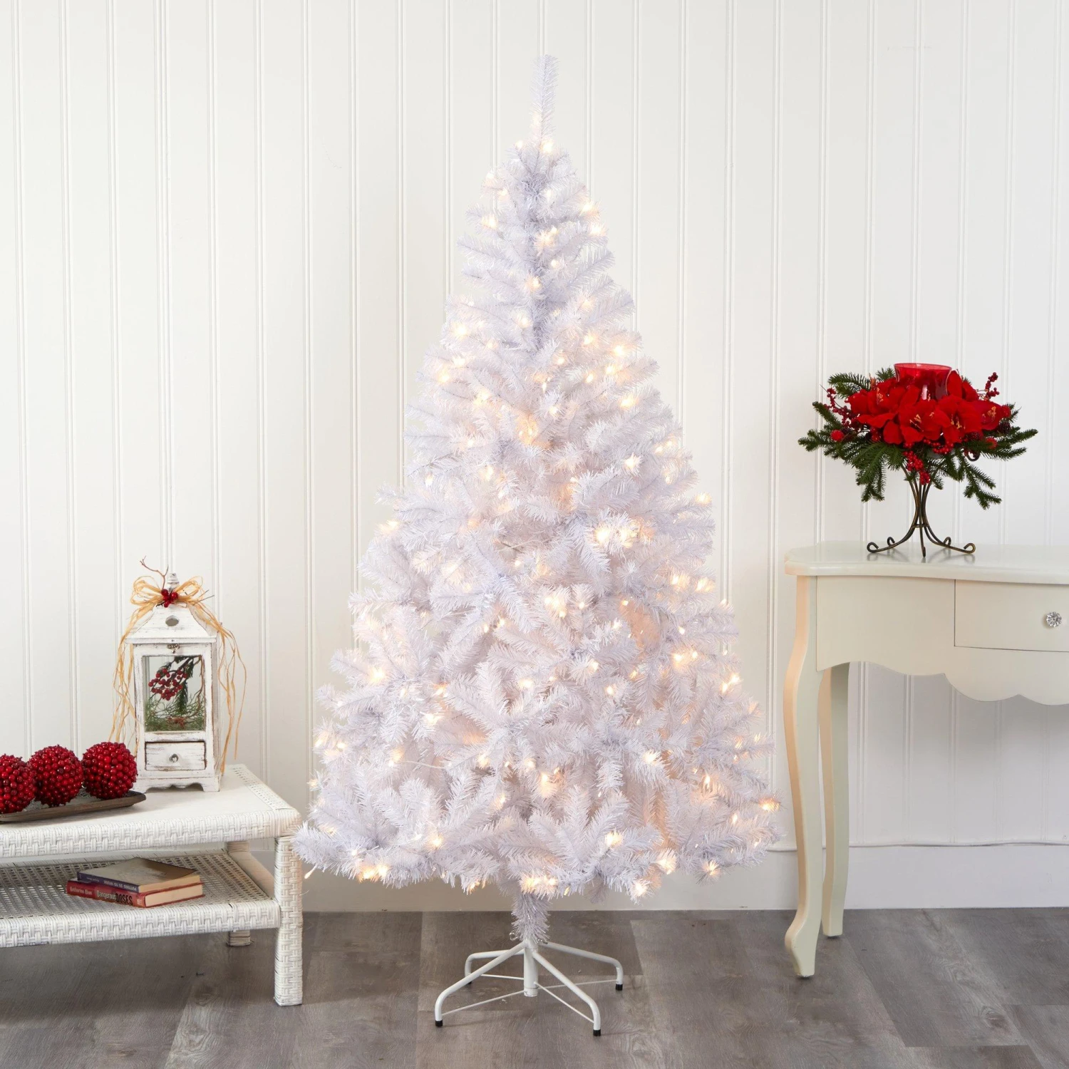 6’ White Artificial Christmas Tree With 680 Bendable Branches And 250 Clear LED Lights 8 6’ White Artificial Christmas Tree With 680 Bendable Branches And 250 Clear LED Lights - Image 8