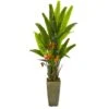 62” Bird Of Paradise Artificial Plant In Olive Green Planter