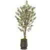 62” Olive Artificial Tree In Ribbed Metal Planter