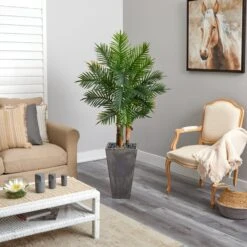 63” Areca Artificial Palm Tree In Cement Planter (Real Touch) -Artificial Trees Store artificial 63 areca artificial palm tree in cement planter real touch nearly natural 784331