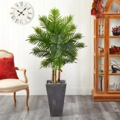 63” Areca Artificial Palm Tree In Cement Planter (Real Touch) -Artificial Trees Store artificial 63 areca artificial palm tree in cement planter real touch nearly natural 936806