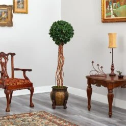 63” English Ivy Single Ball Artificial Topiary Tree In Decorative Planter (Indoor/Outdoor) -Artificial Trees Store artificial 63 english ivy single ball artificial topiary tree in decorative planter uv resistant indooroutdoor nearly natural 726784