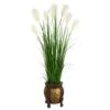 63” Wheat Plum Grass Artificial Plant In Decorative Planter