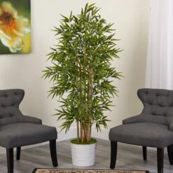 64” Bamboo Artificial Tree In White Tin Planter -Artificial Trees Store artificial 64 bamboo artificial tree in white tin planter nearly natural 457614