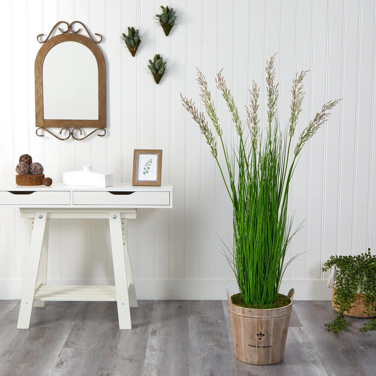 64” Wheat Grass Artificial Plant In Farmhouse Planter 3 64” Wheat Grass Artificial Plant In Farmhouse Planter - Image 3