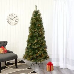 6.5' Cashmere Slim Artificial Christmas Tree With 350 Warm White Lights And 660 Bendable Branches -Artificial Trees Store artificial 65 cashmere slim artificial christmas tree with 350 warm white lights and 660 bendable branches nearly natural 751838