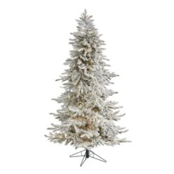 6.5' Flocked Grand Northern Rocky Fir Artificial Christmas Tree