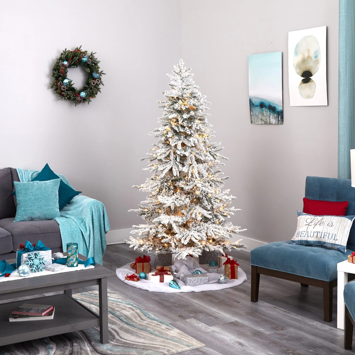 6.5' Flocked Grand Northern Rocky Fir Artificial Christmas Tree 9 6.5' Flocked Grand Northern Rocky Fir Artificial Christmas Tree - Image 9