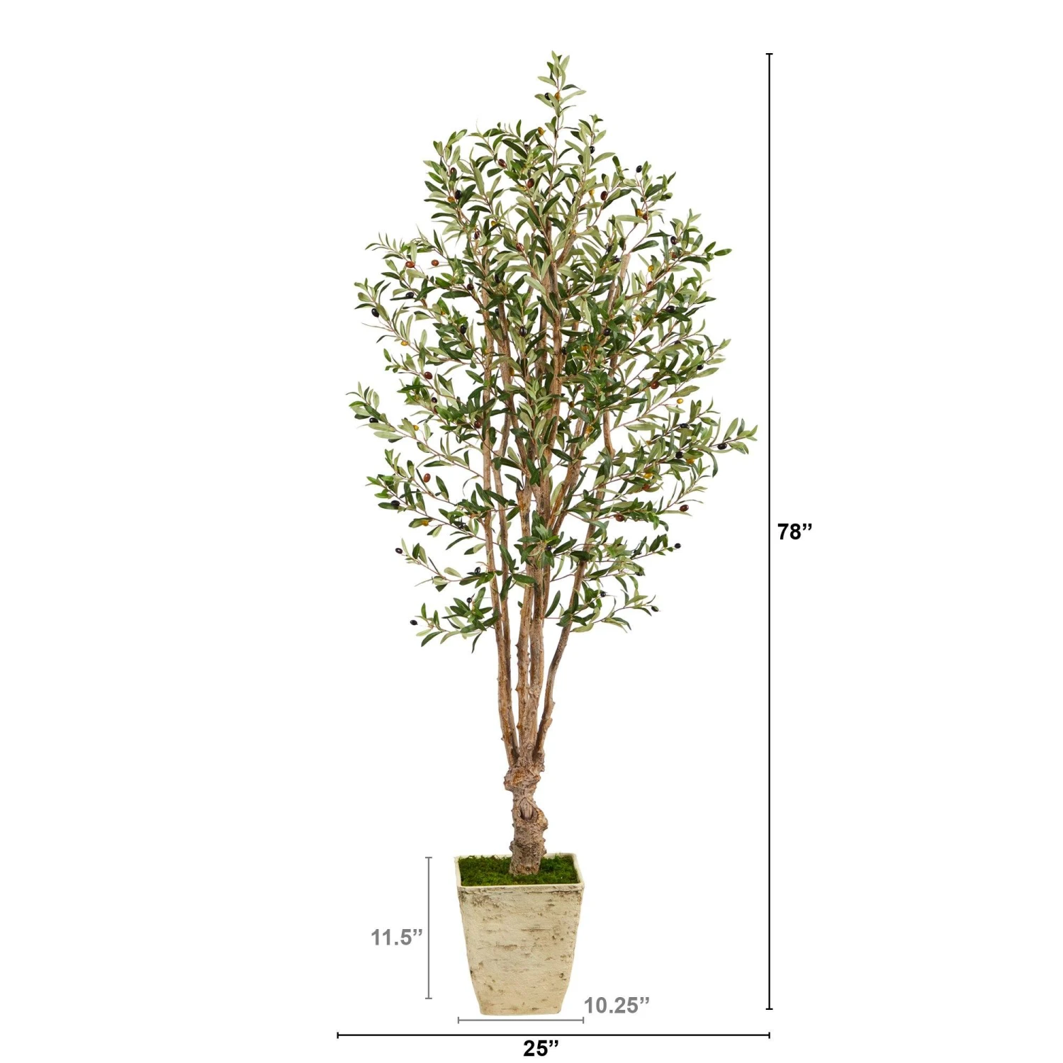 6.5’ Olive Artificial Tree In Country White Planter 2 6.5’ Olive Artificial Tree In Country White Planter - Image 2