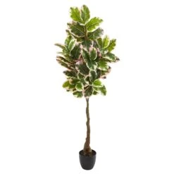 65” Variegated Rubber Leaf Artificial Tree (Real Touch)