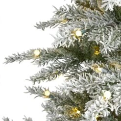 6.5’ Slim Flocked Nova Scotia Spruce Artificial Christmas Tree With 300 Warm White LED Lights And 699 Bendable Branches -Artificial Trees Store artificial 65 slim flocked nova scotia spruce artificial christmas tree with 300 warm white led lights and 69 nearly natural 277657