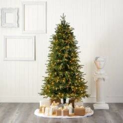6.5’ Vancouver Fir “Natural Look” Artificial Christmas Tree With 400 Clear LED Lights And 2158 Bendable Branches -Artificial Trees Store artificial 65 vancouver fir natural look artificial christmas tree with 400 clear led lights and 2158 bendable branches nearly natural 991032