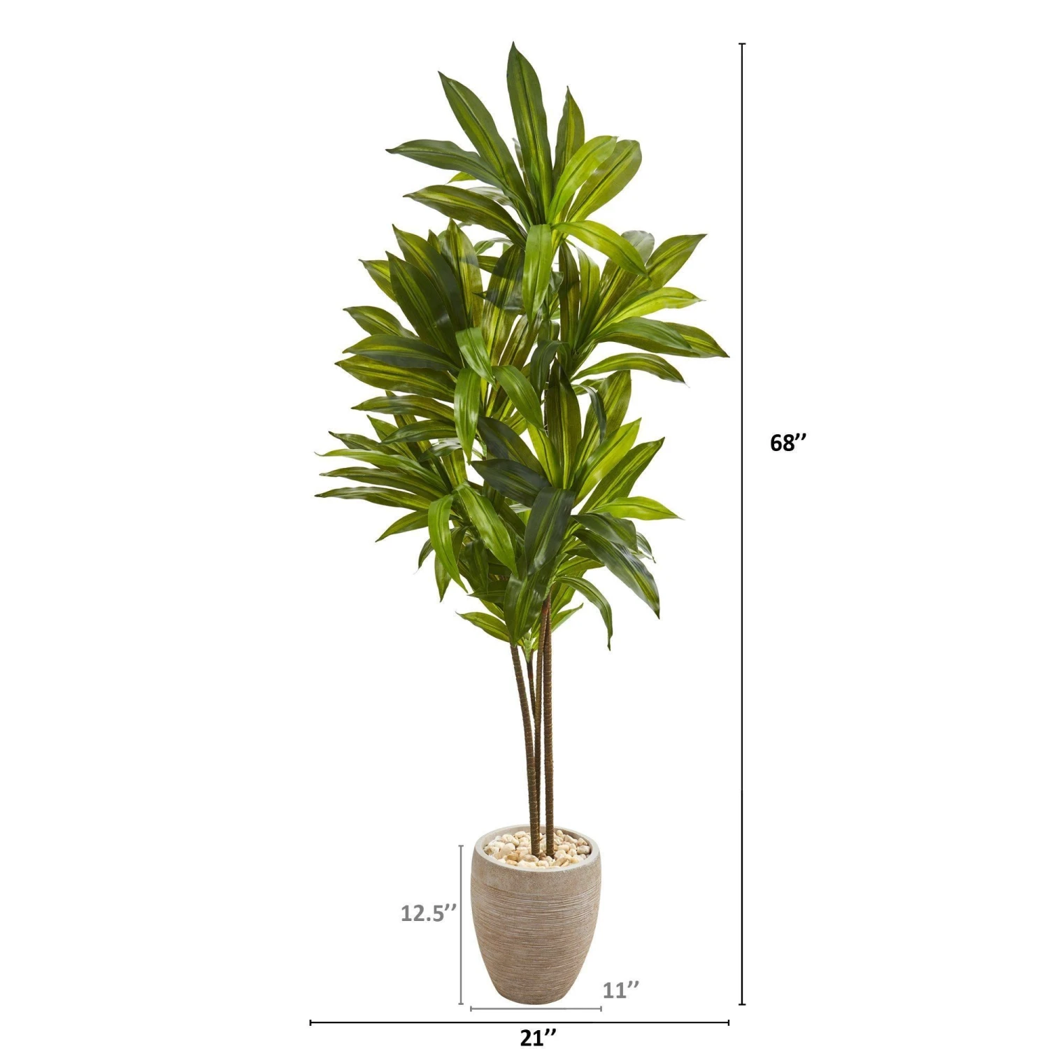 68” Dracaena Artificial Plant In Sand Colored Planter (Real Touch) 2 68” Dracaena Artificial Plant In Sand Colored Planter (Real Touch) - Image 2