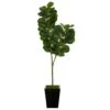 68” Fiddle Leaf Fig Artificial Tree In Black Metal Planter