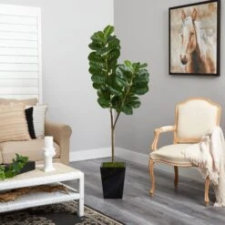 68” Fiddle Leaf Fig Artificial Tree In Black Metal Planter 7 68” Fiddle Leaf Fig Artificial Tree In Black Metal Planter -Artificial Trees Store artificial 68 fiddle leaf fig artificial tree in black metal planter nearly natural 241856