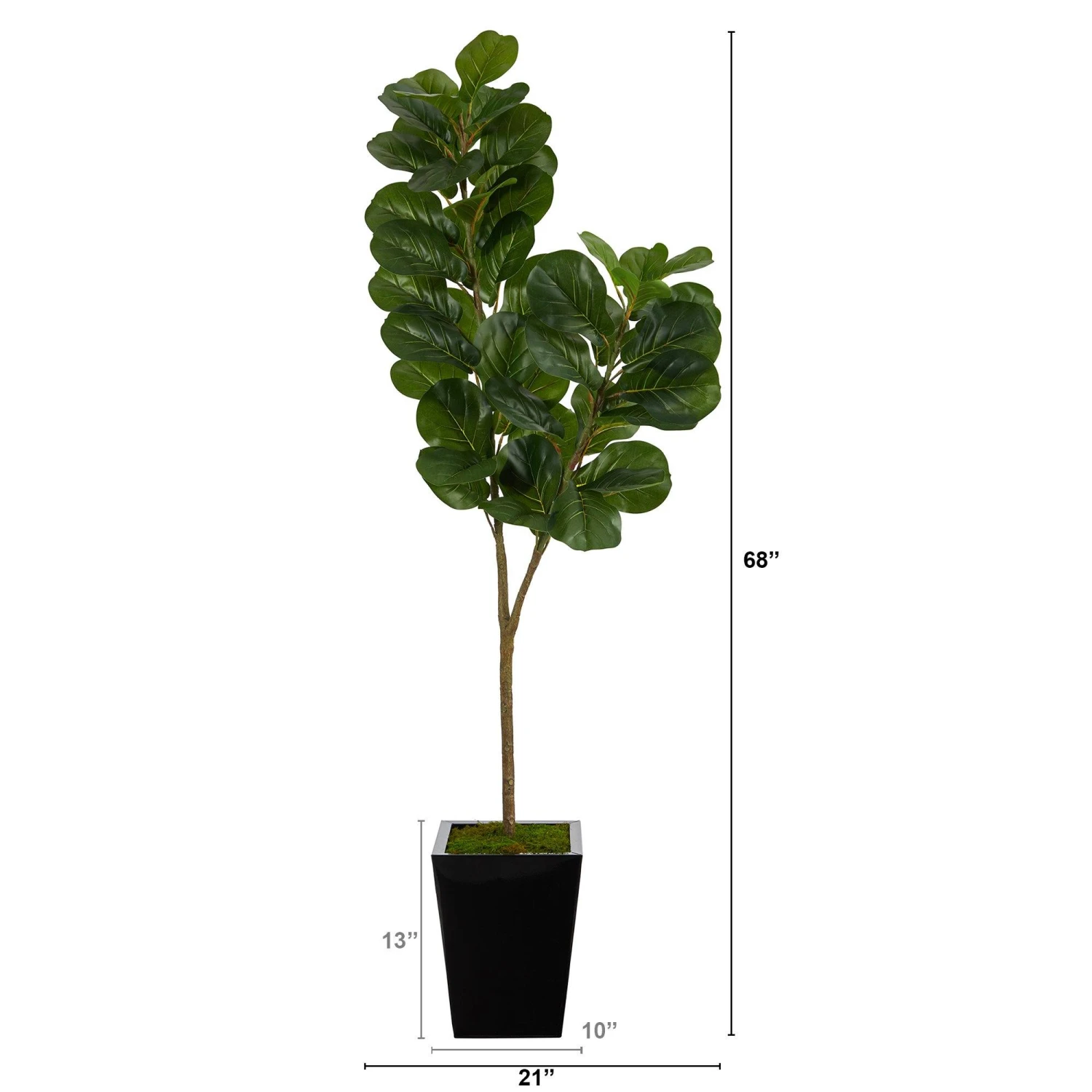68” Fiddle Leaf Fig Artificial Tree In Black Metal Planter 2 68” Fiddle Leaf Fig Artificial Tree In Black Metal Planter - Image 2