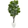 68” Fiddle Leaf Fig Artificial Tree In White Planter