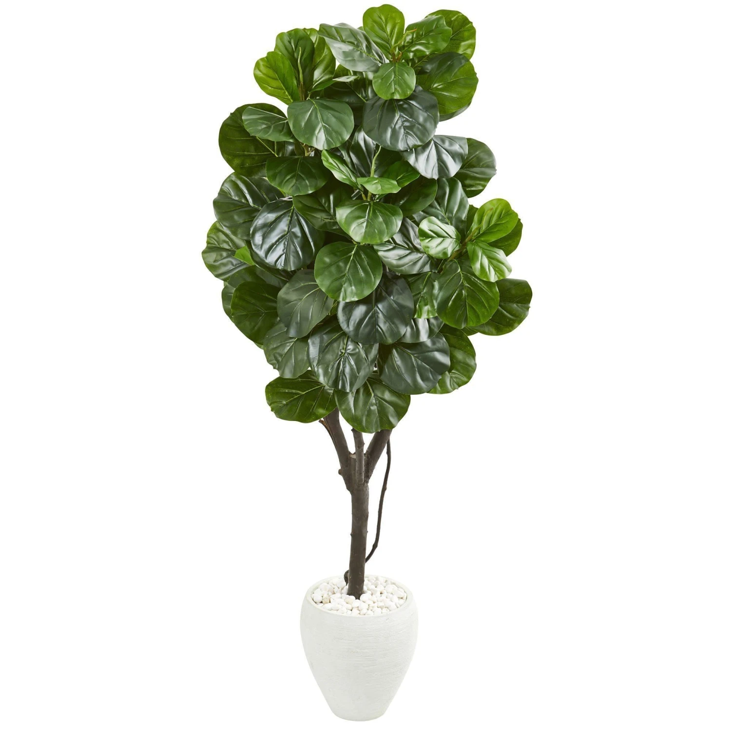 68” Fiddle Leaf Fig Artificial Tree In White Planter 1 68” Fiddle Leaf Fig Artificial Tree In White Planter