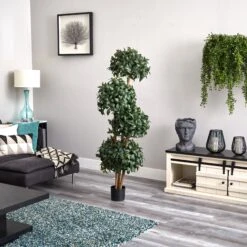 69" Sweet Bay Topiary W/4 Balls Silk Tree" 5 69" Sweet Bay Topiary W/4 Balls Silk Tree" -Artificial Trees Store artificial 69 sweet bay topiary w4 balls silk tree nearly natural 562305