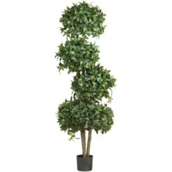 69" Sweet Bay Topiary W/4 Balls Silk Tree"