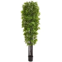7’ Bamboo Artificial Tree With Black Trunks UV Resistant (Indoor/Outdoor)