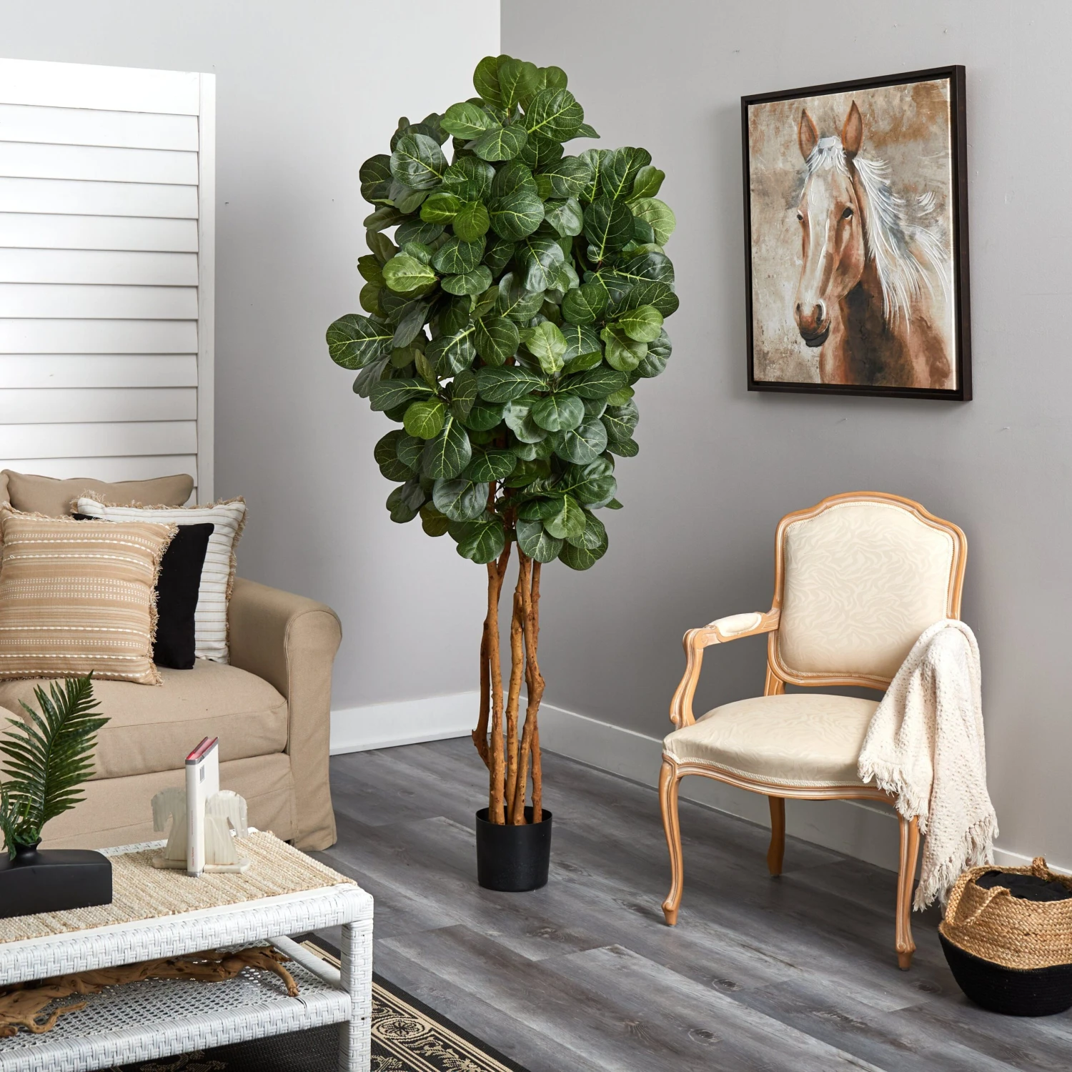 7’ Fiddle Leaf Fig Artificial Tree Beige Trunk 2 7’ Fiddle Leaf Fig Artificial Tree Beige Trunk - Image 2