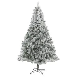 7' Flocked Rock Springs Spruce Artificial Christmas Tree With 800 Bendable Branches