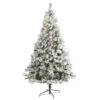 7' Flocked White River Mountain Pine Artificial Christmas Tree With Pinecones And 350 LED Lights