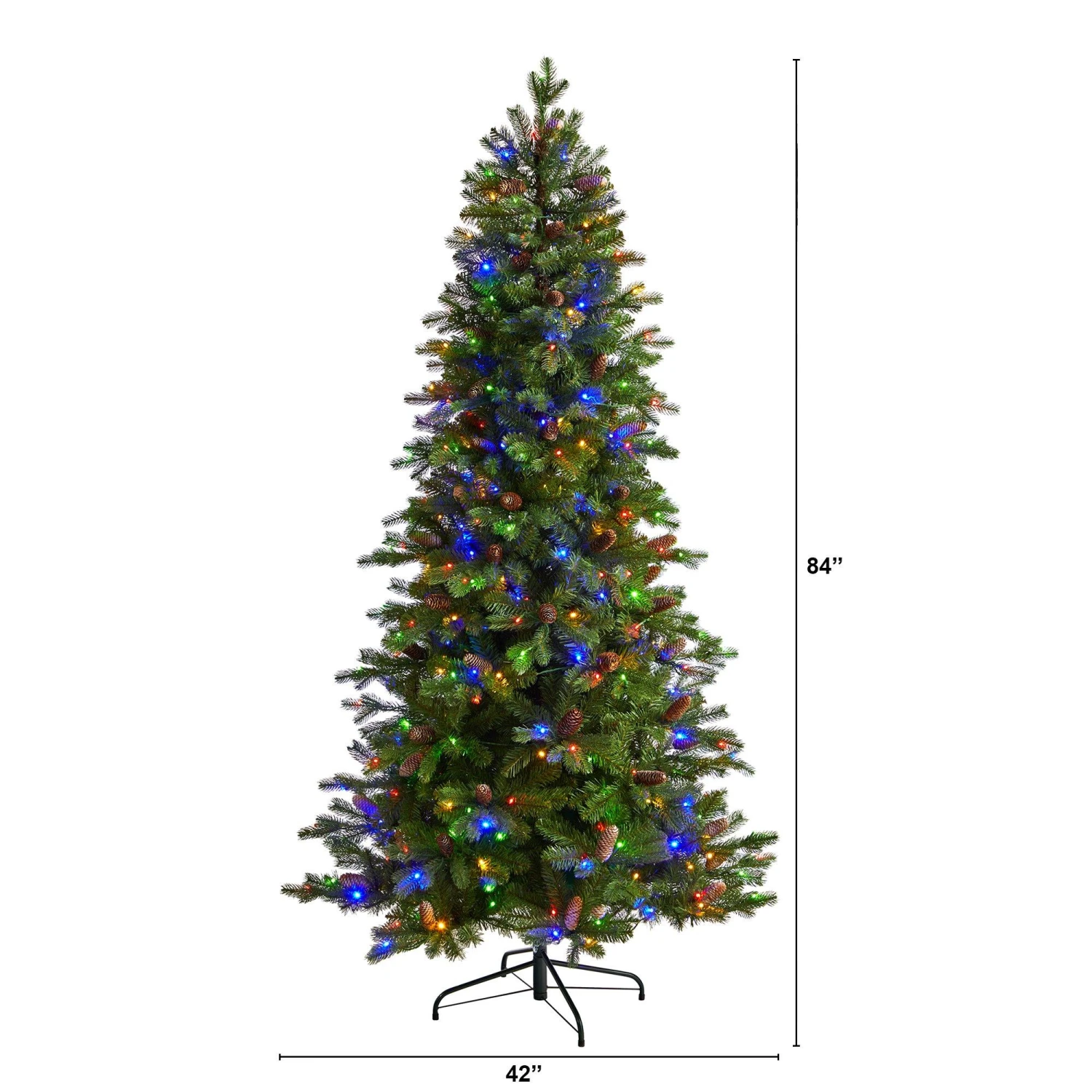 7’ Fraser Fir Artificial Christmas Tree With 300 Multicolor LED Lights And 1179 Bendable Branches 2 7’ Fraser Fir Artificial Christmas Tree With 300 Multicolor LED Lights And 1179 Bendable Branches - Image 2