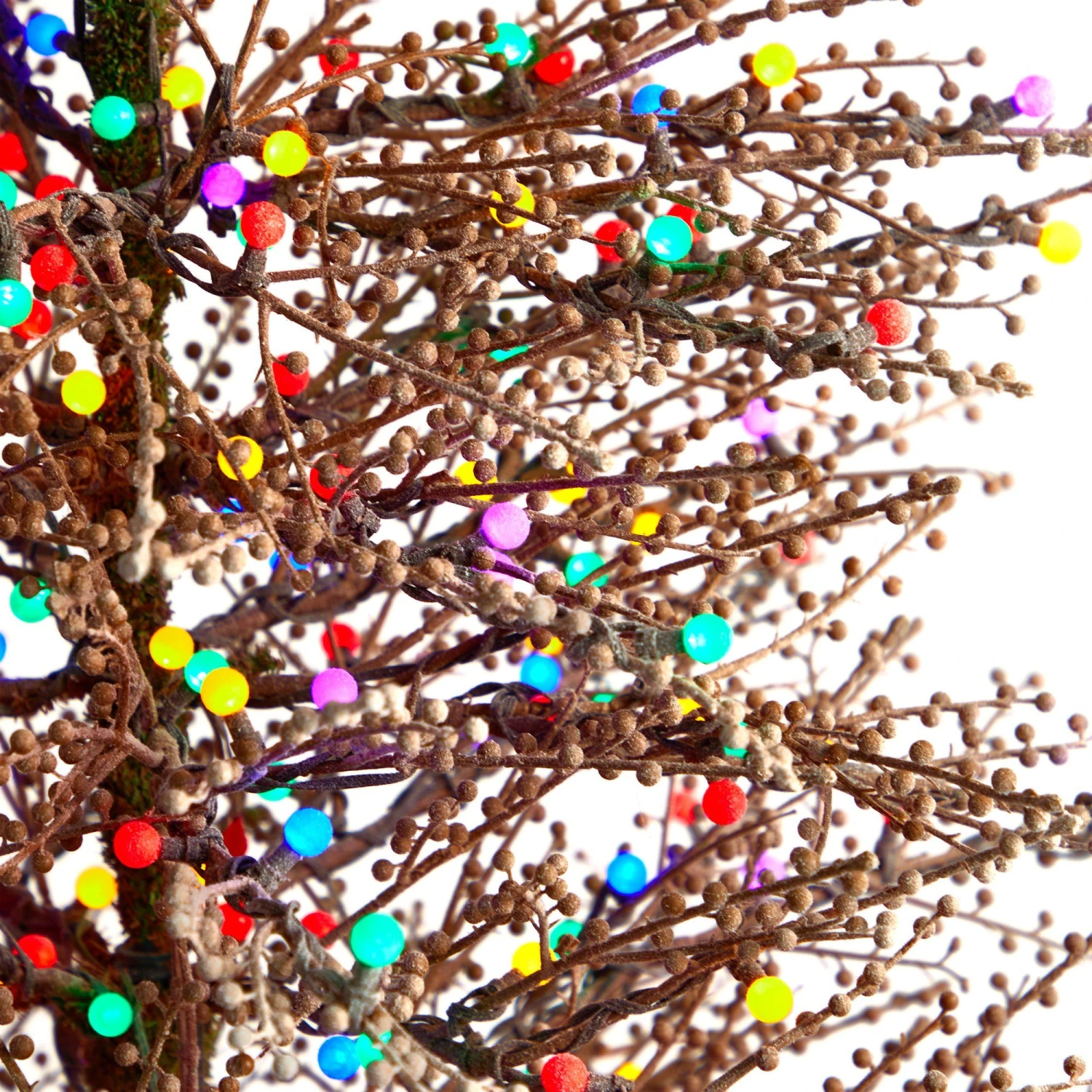 7' Frosted Berry Twig Christmas Tree With 450 Multicolored Gum Ball LED Lights And 1192 Bendable Branches 4 7' Frosted Berry Twig Christmas Tree With 450 Multicolored Gum Ball LED Lights And 1192 Bendable Branches - Image 4