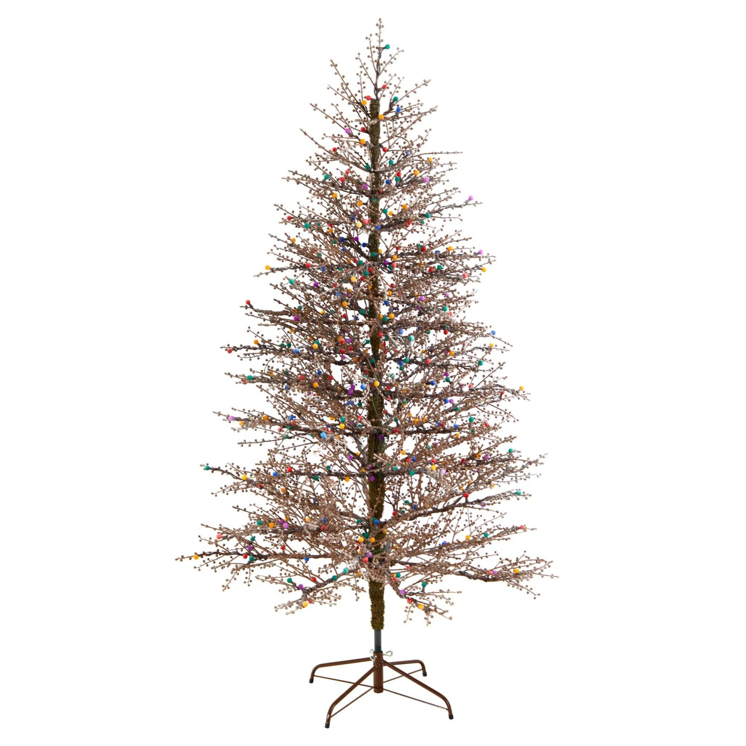 7' Frosted Berry Twig Christmas Tree With 450 Multicolored Gum Ball LED Lights And 1192 Bendable Branches 3 7' Frosted Berry Twig Christmas Tree With 450 Multicolored Gum Ball LED Lights And 1192 Bendable Branches - Image 3