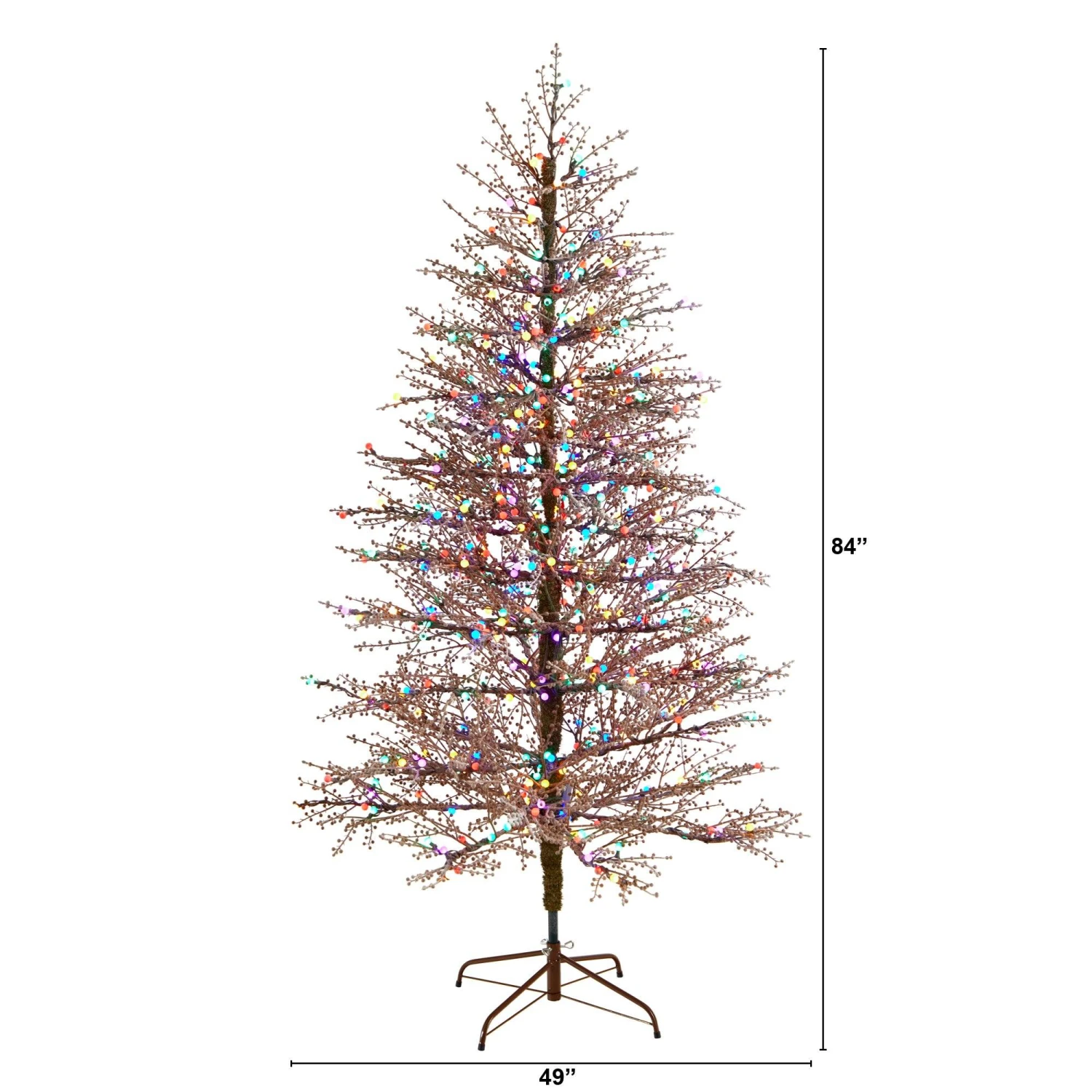 7' Frosted Berry Twig Christmas Tree With 450 Multicolored Gum Ball LED Lights And 1192 Bendable Branches 2 7' Frosted Berry Twig Christmas Tree With 450 Multicolored Gum Ball LED Lights And 1192 Bendable Branches - Image 2