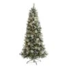 Frosted Tip British Columbia Mountain Pine Artificial Christmas Tree With 400 Clear Lights, Pine Cones And 882 Bendable Branches
