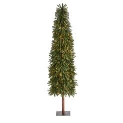7’ Grand Alpine Artificial Christmas Tree With 400 Clear Lights And 950 Bendable Branches On Natural Trunk