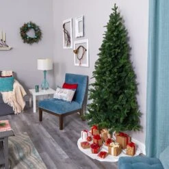 7’ Grand Teton Spruce Flat Back Artificial Christmas Tree With 220 Clear LED Lights And 953 Bendable Branches -Artificial Trees Store artificial 7 grand teton spruce flat back artificial christmas tree with 220 clear led lights and 953 bendable branches nearly natural 885215