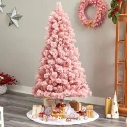 7' Holiday Pink Cashmere Christmas Tree With 300 Lights And 599 Bendable Branches -Artificial Trees Store artificial 7 holiday pink cashmere christmas tree with 300 led lights and 599 bendable branches nearly natural 755889