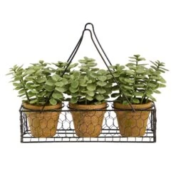 7” Mini Jade Garden Artificial Plant In Hanging Planter
