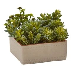 7” Mixed Succulent Artificial Plant With Decorative Planter