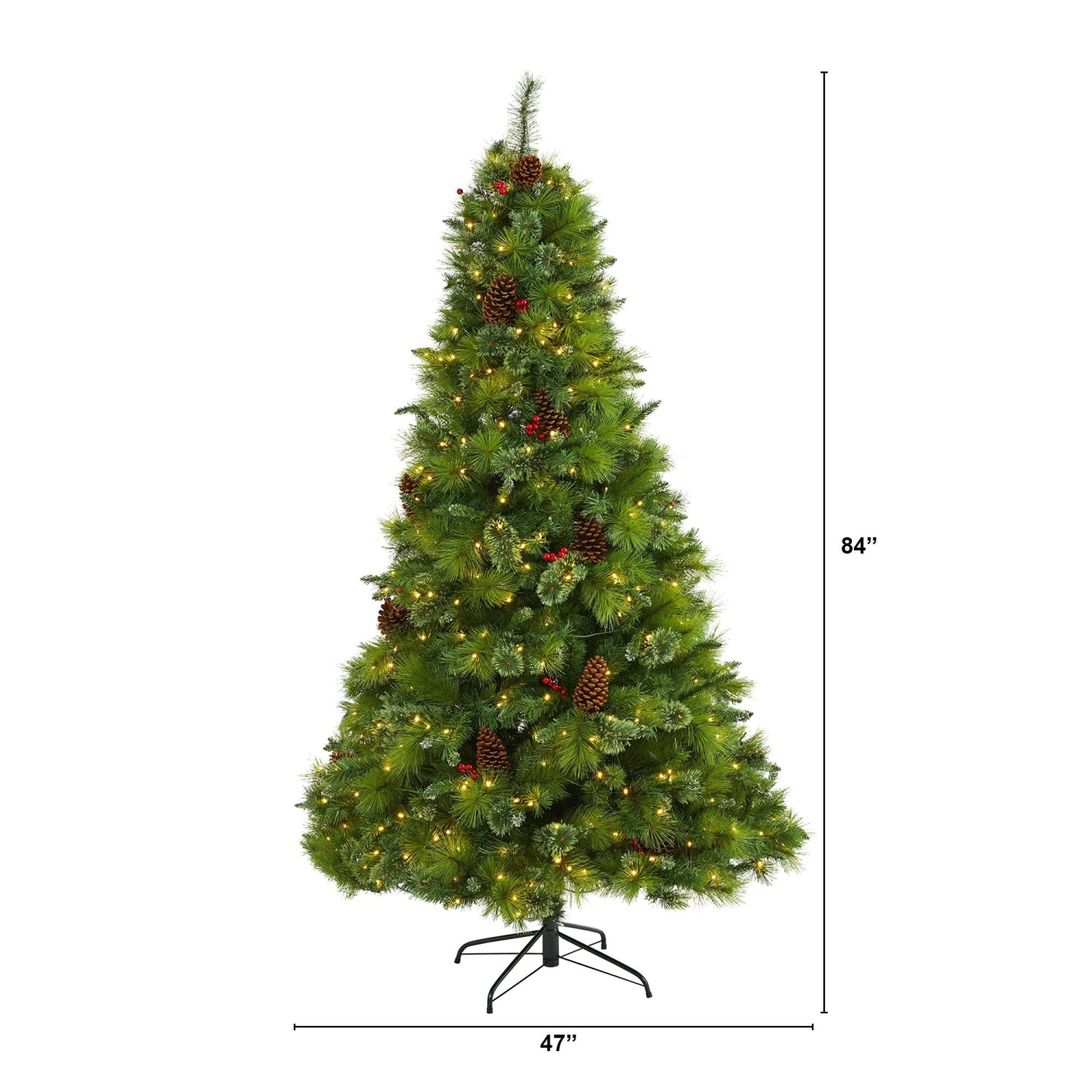 7’ Montana Mixed Pine Artificial Christmas Tree With Pine Cones, Berries And 500 Clear LED Lights 2 7’ Montana Mixed Pine Artificial Christmas Tree With Pine Cones, Berries And 500 Clear LED Lights - Image 2