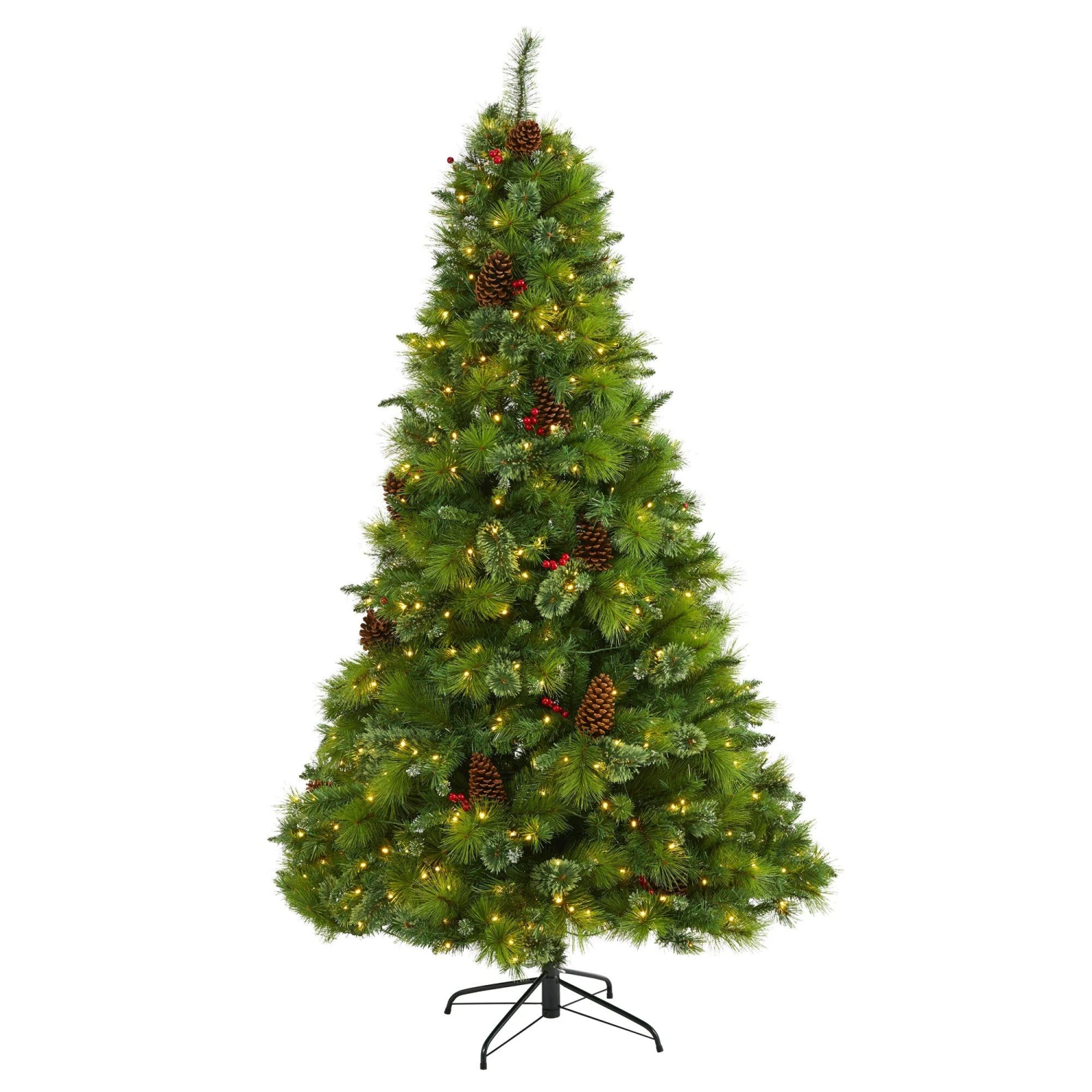 7’ Montana Mixed Pine Artificial Christmas Tree With Pine Cones, Berries And 500 Clear LED Lights 1 7’ Montana Mixed Pine Artificial Christmas Tree With Pine Cones, Berries And 500 Clear LED Lights