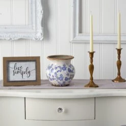 7” Tuscan Ceramic Blue Scroll Urn Vase 5 7” Tuscan Ceramic Blue Scroll Urn Vase -Artificial Trees Store artificial 7 tuscan ceramic blue scroll urn vase nearly natural 606233