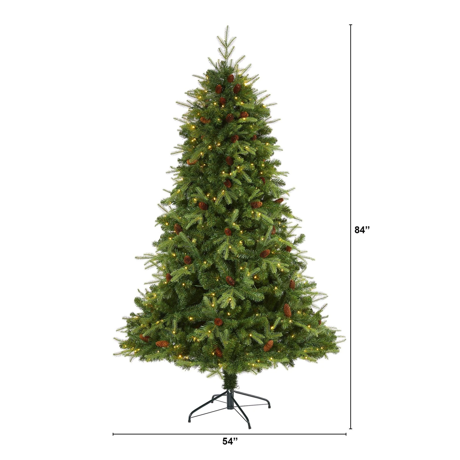 7’ Wellington Spruce “Natural Look” Artificial Christmas Tree With 400 Clear LED Lights And Pine Cones 2 7’ Wellington Spruce “Natural Look” Artificial Christmas Tree With 400 Clear LED Lights And Pine Cones - Image 2