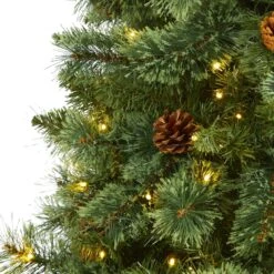 7’ White Mountain Pine Artificial Christmas Tree With 400 Clear LED Lights And Pine Cones -Artificial Trees Store artificial 7 white mountain pine artificial christmas tree with 400 clear led lights and pine cones nearly natural 484159