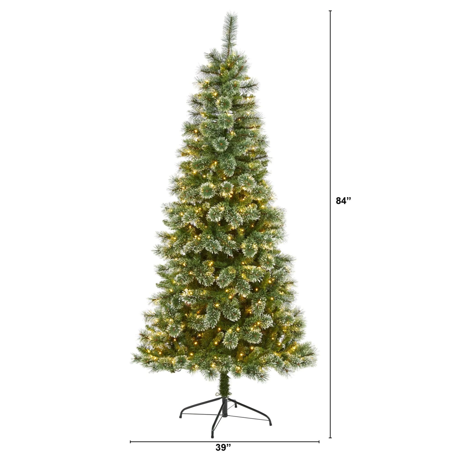 7’ Wisconsin Slim Snow Tip Pine Artificial Christmas Tree With 400 Clear LED Lights 2 7’ Wisconsin Slim Snow Tip Pine Artificial Christmas Tree With 400 Clear LED Lights - Image 2