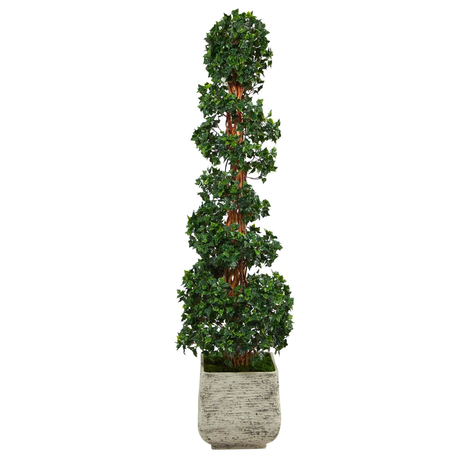 70” English Ivy Topiary Spiral Artificial Tree In White Planter (Indoor/Outdoor) 1 70” English Ivy Topiary Spiral Artificial Tree In White Planter (Indoor/Outdoor)