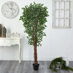 70” Variegated Ficus Artificial Tree UV Resistant (Indoor/Outdoor) -Artificial Trees Store artificial 70 variegated ficus artificial tree uv resistant indooroutdoor nearly natural 347237