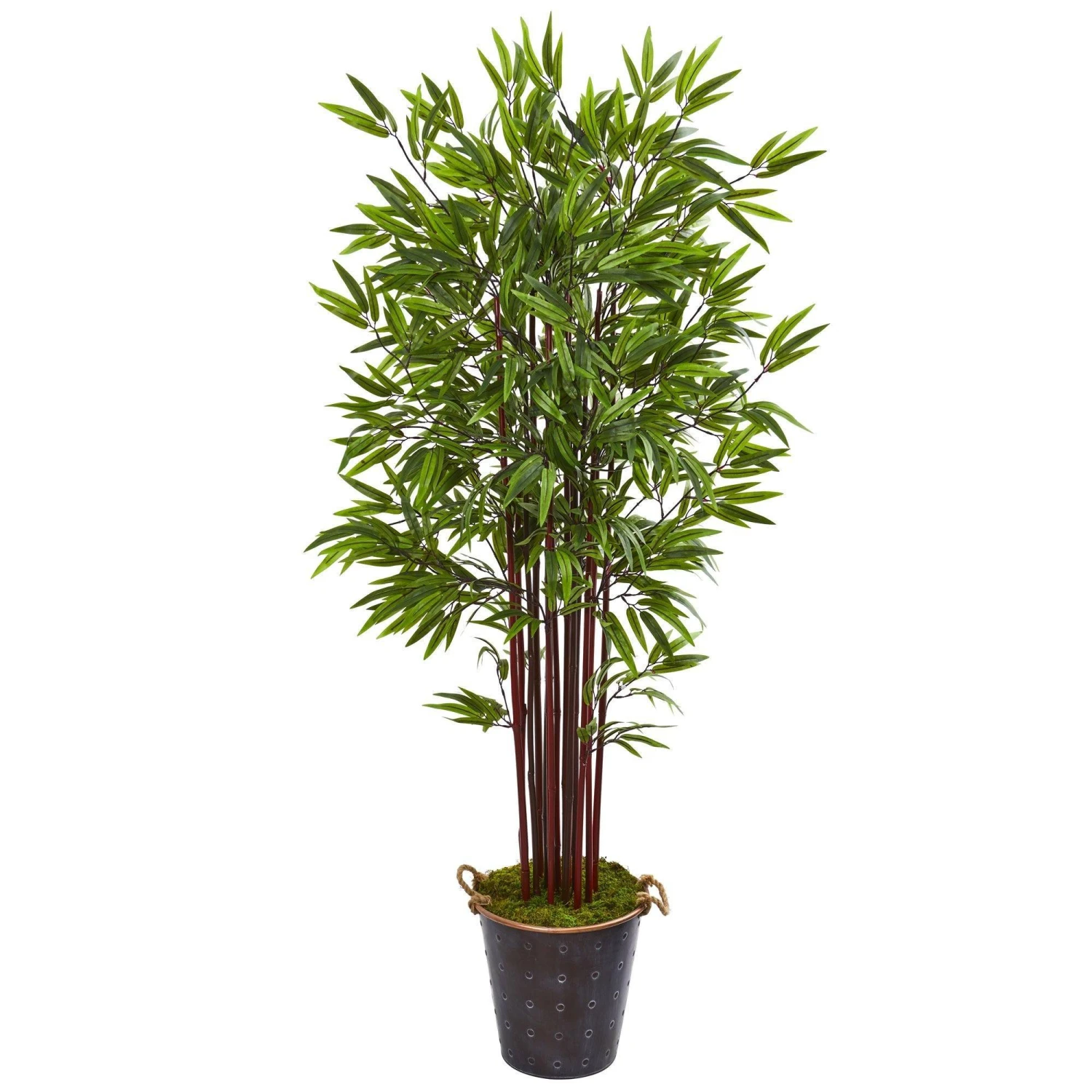 74” Bamboo Artificial Tree In Metal Planter 1 74” Bamboo Artificial Tree In Metal Planter